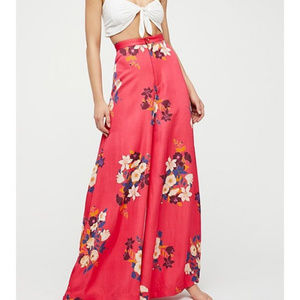 Free People Red Sundae Stroll Wide Leg Pants Sz 8